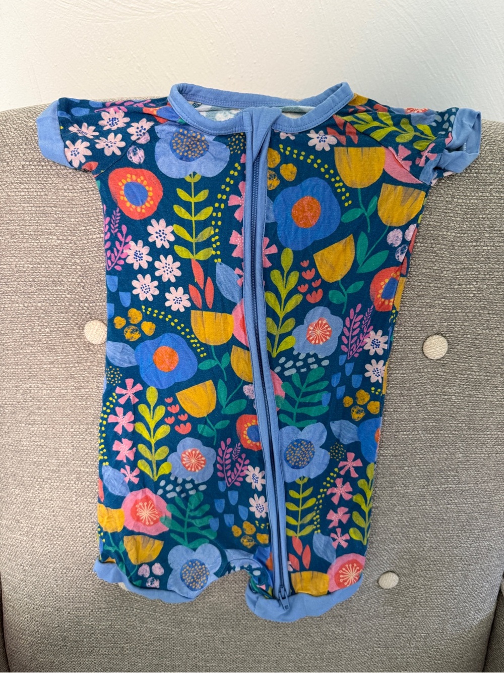 Little Sleepies Navy Floral Zip Romper - Multicolor